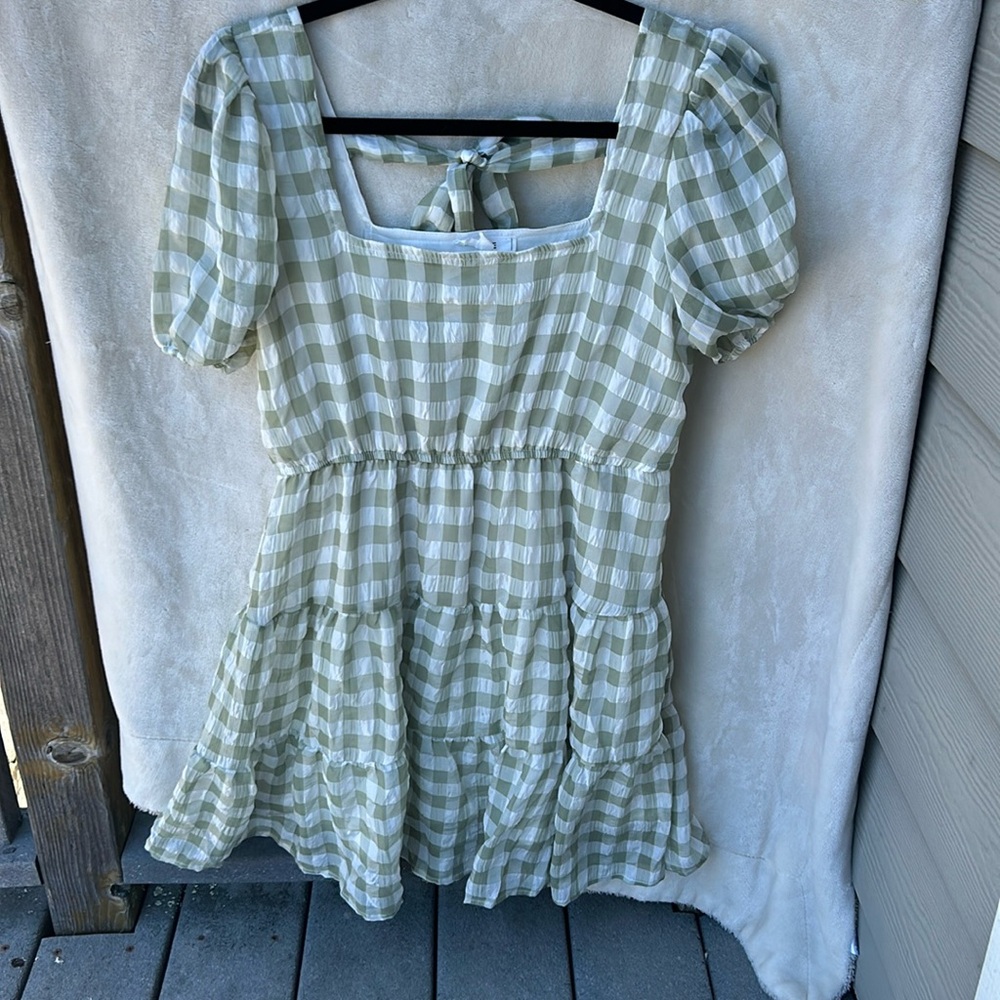 Mine Gingham Green Dress
